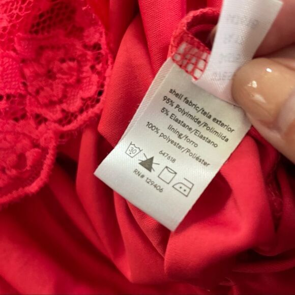 Venus Strawberry Red Lace Cold Shoulder Dress M - Picture 6 of 8